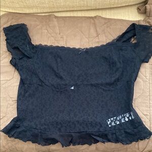 Elegant Black Lace Women's Top
